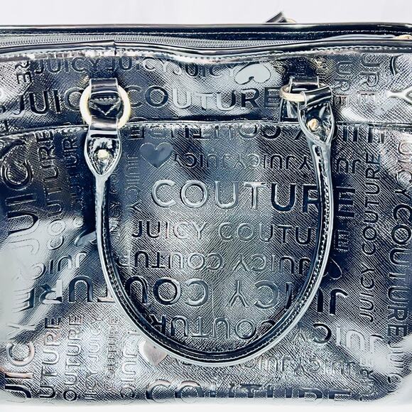 Juicy Couture Tote Handbag "Chain My Heart" Liqourice Black Heart Charms New - Picture 6 of 13